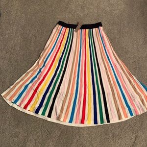 NWT J Crew Pull-on flare skirt, rainbow stripe, S